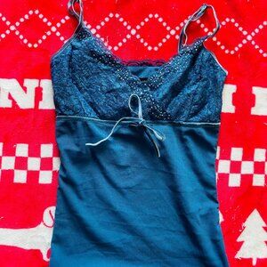 Deep Blue Le Château Beaded Lace Cami Tank